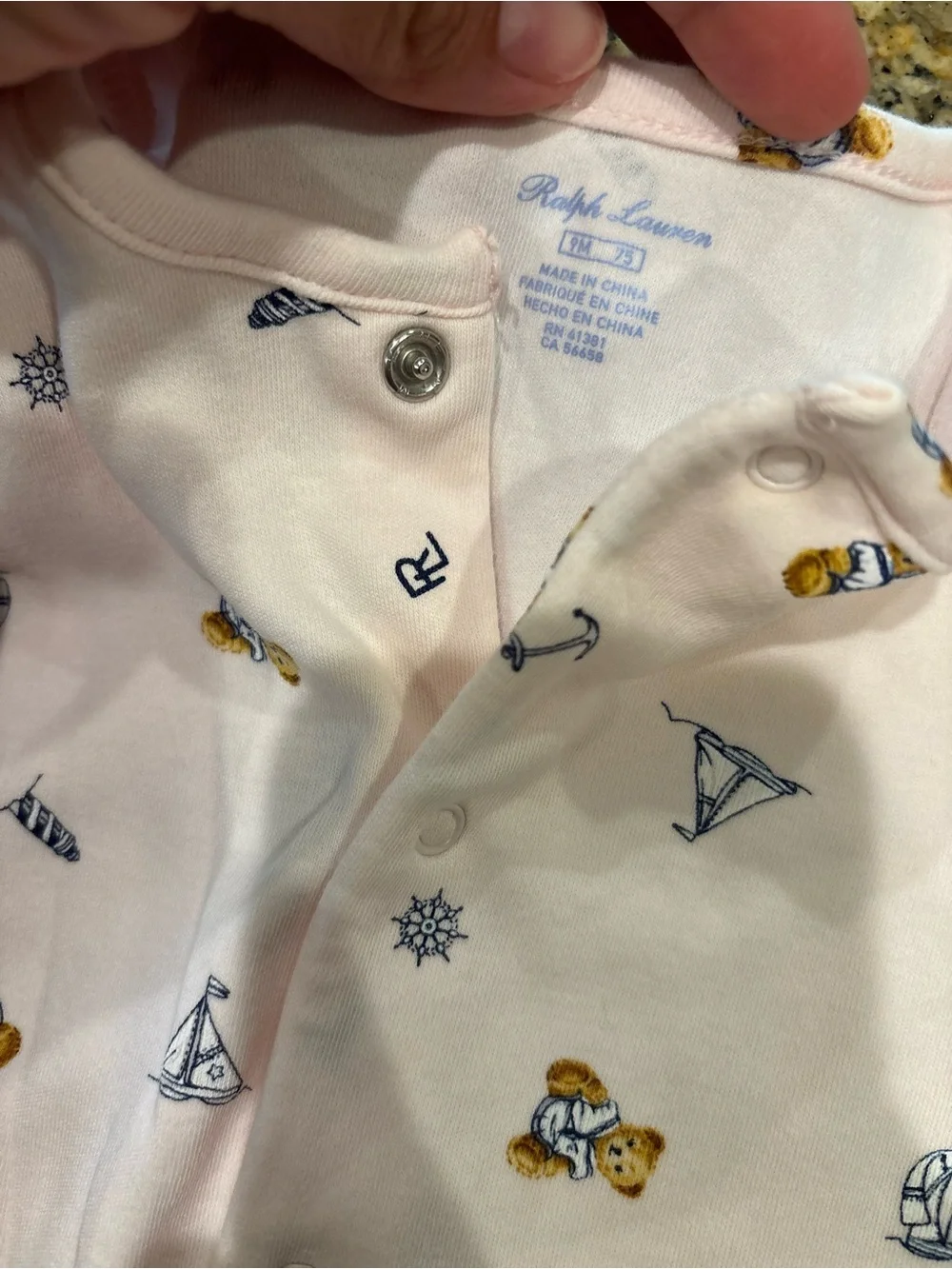 Ralph Lauren Light Pink Nautical Teddy Print and floral print